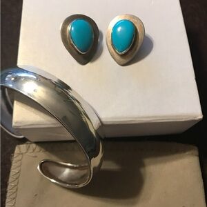 Sterling Silver Turquoise Clip Earrings